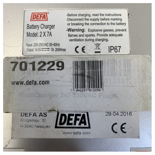 BRUKT Defa MarineCharger 2x 7A Batterilader 12V