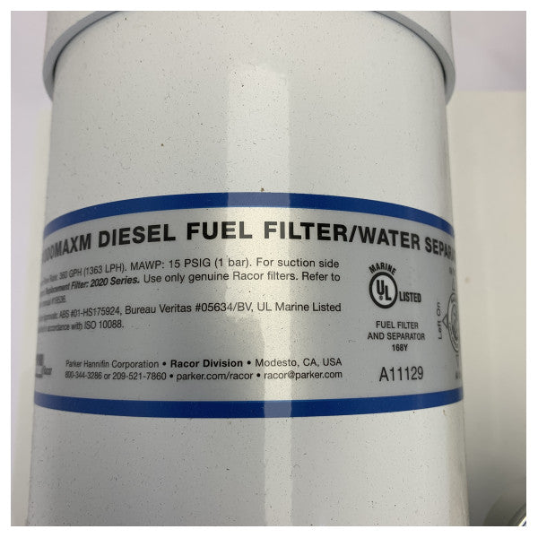 Filtre à carburant double Parker Racor 751000MAXM avec séparateur d'eau - 30 microns