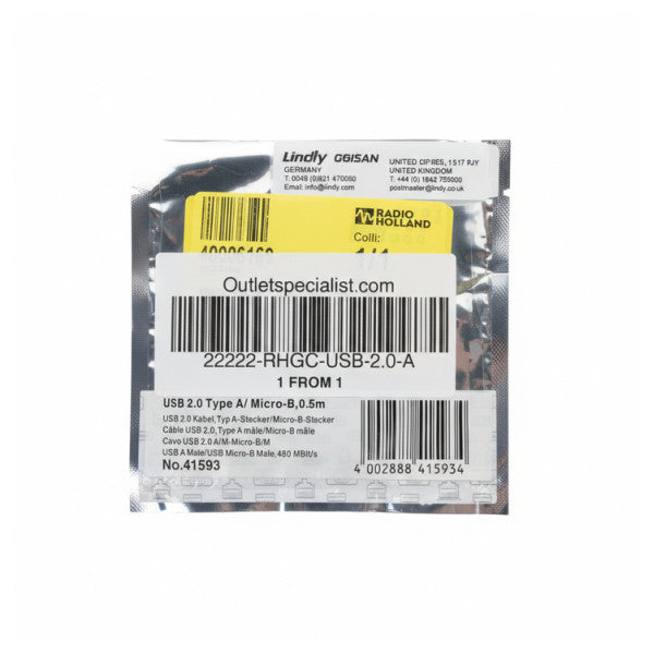 Lindy USB 2.0 Kaapeli Tyyppi-A Micro-B:lle - 0.5M