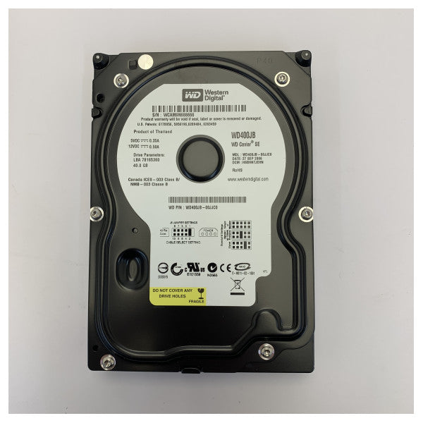 Western Digital WD400BB 40GB Disco Rigido Interno 7200rpm IDE 3.5 Pollici