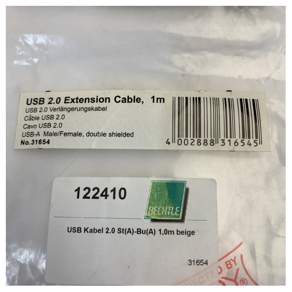 USB 2.0 Forlængerkabel - USB-A Han til USB-A Hun - 1m Hvid