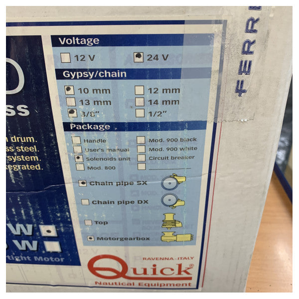 Quick Regal Electric Windlass 1700W 24V 10 mm Chain with Capstan - 1700 X/Y D