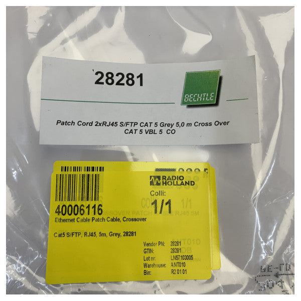 Câble de raccordement Ethernet Crossover Cat5 S/FTP RJ45 - 5m Gris