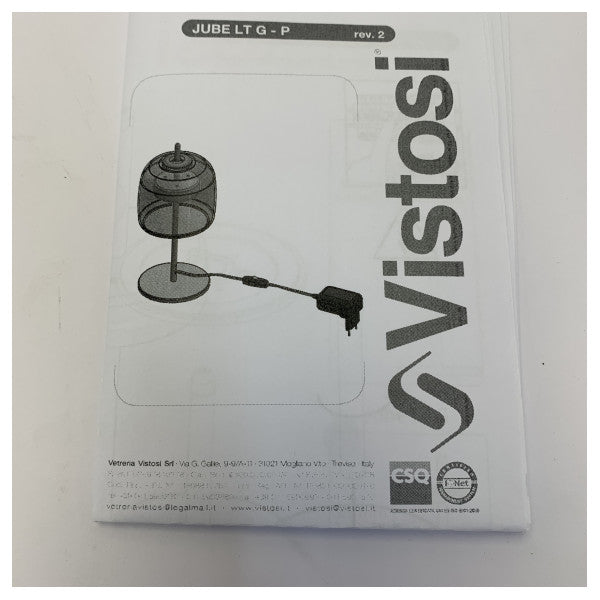 Vistosi Jube LT P Bordlampe Røget Grå D23cm med Guld