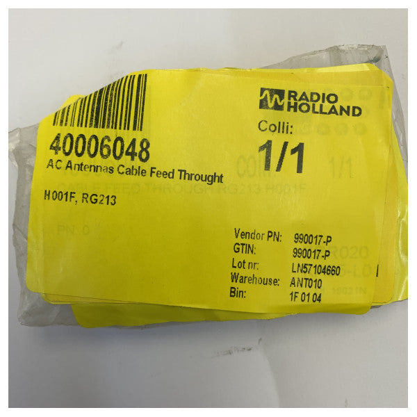 AC Antennas H001F Cable Feedthrough for RG213 - Chrome-plated