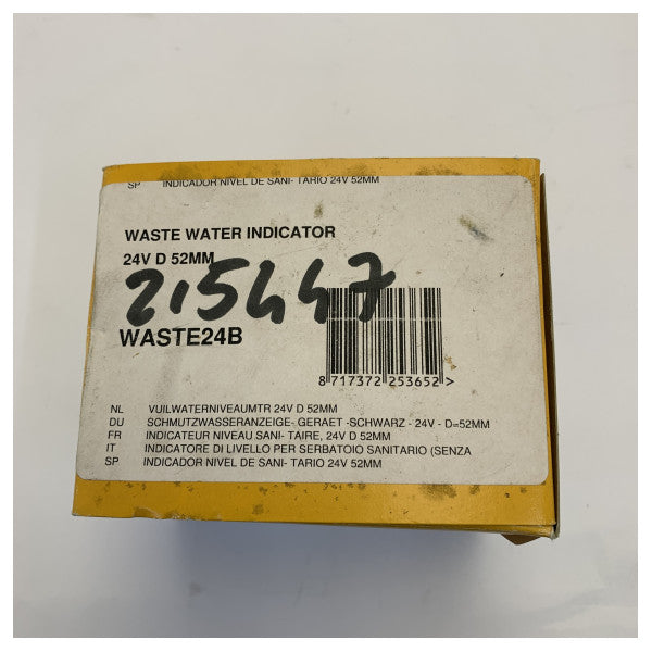 Vetus Indicateur de réservoir d’eaux noires - Compteur d’eaux usées - WASTE24B