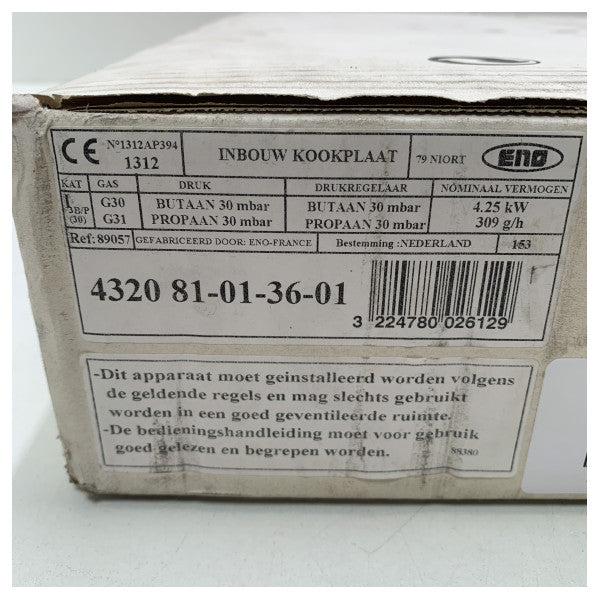 Εντοιχιζόμενη σόμπα αερίου ENO 2 καυστήρων από ανοξείδωτο χάλυβα - 89057