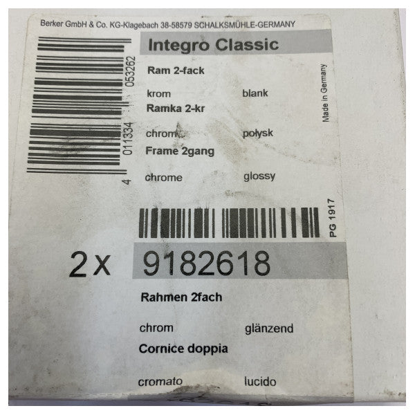 Berker Integro Classic dækramme 2-vejs - Poleret krom - 9182618