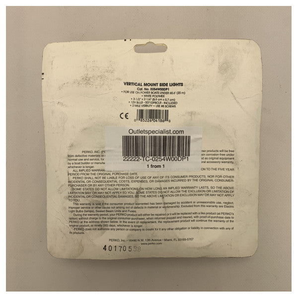 Kit de luzes de navegação de bombordo e estibordo Perko branco - 0254W00DP1