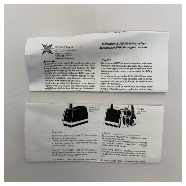 Dometischer Seastar A80 Top Mount Einmotor -Morsesteuerung - 9065001