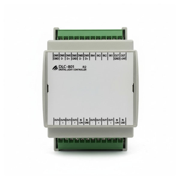 DLC-801 4-kanals LED-driver 24V 4 x 4A - DMX Digital Light Controller
