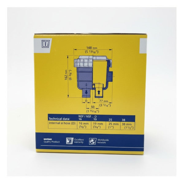 Vetus NSF25 No-Smell Filter til sort vandtank 25 mm slange
