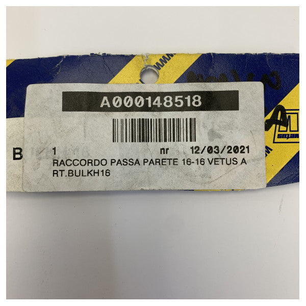 Conector de mamparo Vetus BULKH16 para manguera de 16 mm blanco