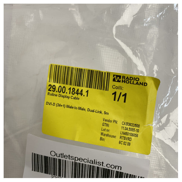 Roline 5m Dual-Link DVI-D Hann til Hann Skjermkabel