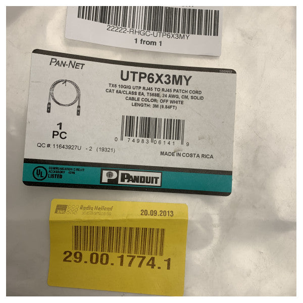 Cabo de Patch Ethernet Panduit TX6 10G UTP Cat6A 3m