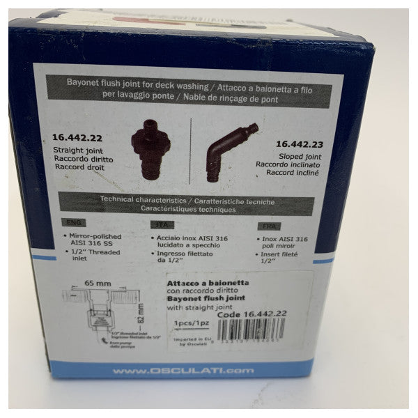 Osculati Flush-Mount Deck Wash Hose Connection Kit - 16.442.22