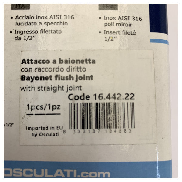 Osculati Flush-Mount Deck Wash Hose Connection Kit - 16.442.22