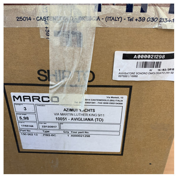 Marco PW2-BC Marine Air Buzina 24V Cromado 200 mm com Compresor