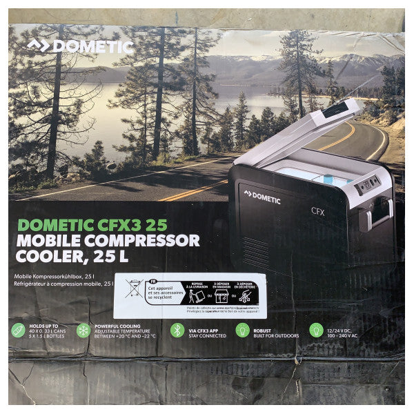 Dometic CFX3 kompressor kjøleboks 25L 12/24/230V svart grå