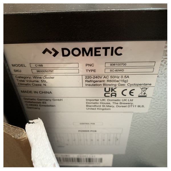 Dometic CB18 30 см Климатичен шкаф за вино с 18 бутилки за вграждане - 9600050797