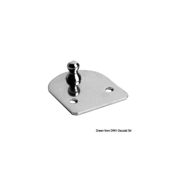 Plaque de montage plate avec boule de 10 mm - Acier inoxydable - 38.013.21