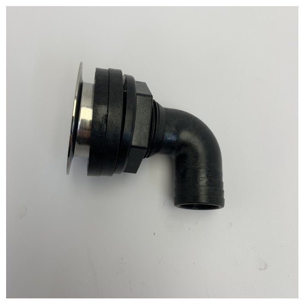 Osculati rostfritt stål hudmontering 90 graders flush mount - slanganslutning 25mm