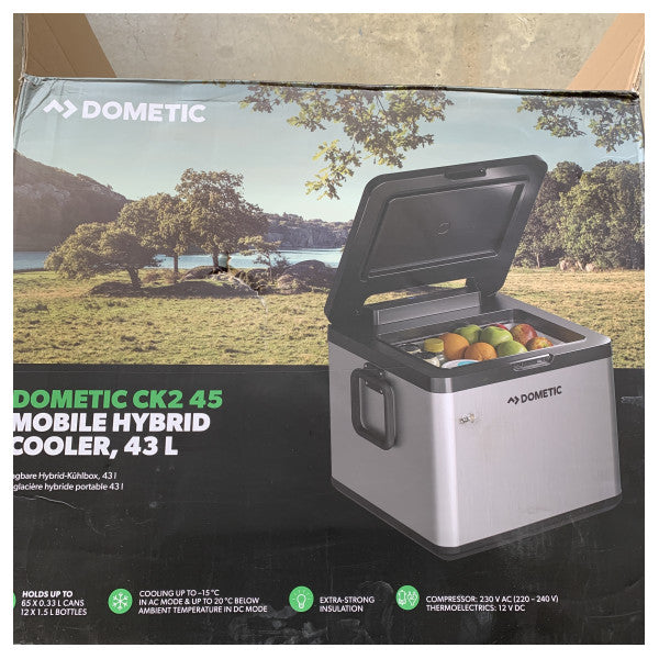 Dometic CK2-45 hybrid bærbar kjøleboks sølv 45L 12/24/230V