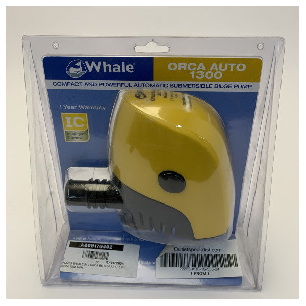 Whale Orca BE1484 Elektrik Bilgepomp 24V - 1300 GPH - 82 L/Dak