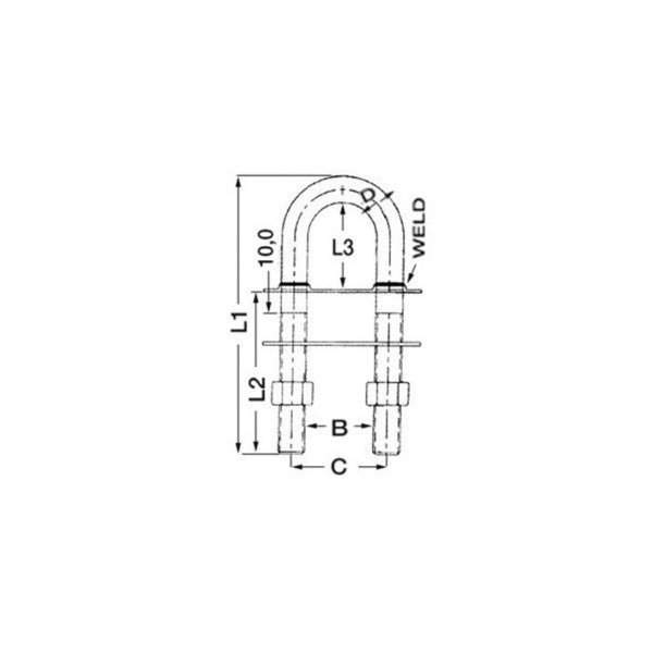 Osculati Deluxe rustfritt stål U-bolt - Båtutstyr - 39.127.07