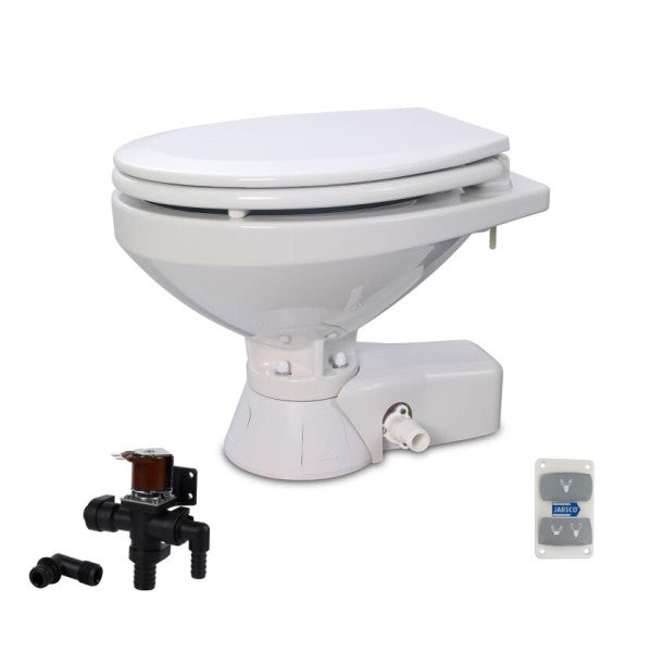 Jabsco Quiet Flush Elektrisk Toalett Regular Sit med Magnetventil 24V - 37045-4094