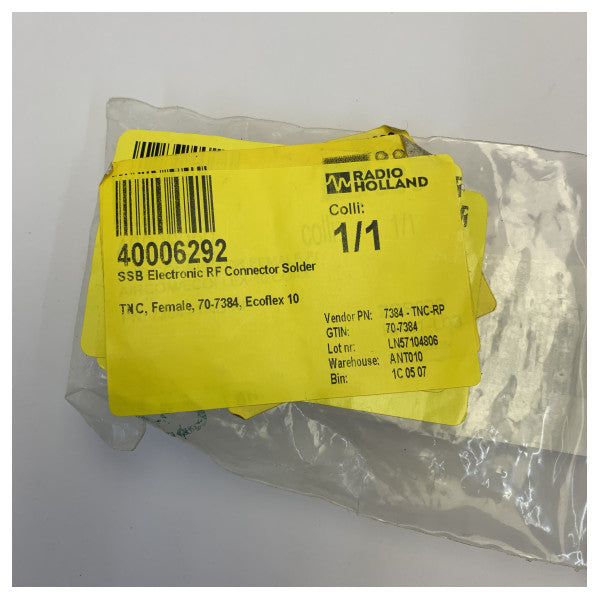 Conector de solda fêmea TNC Aircom Plus para Ecoflex 10 - SSB 70-7384 Conector RF