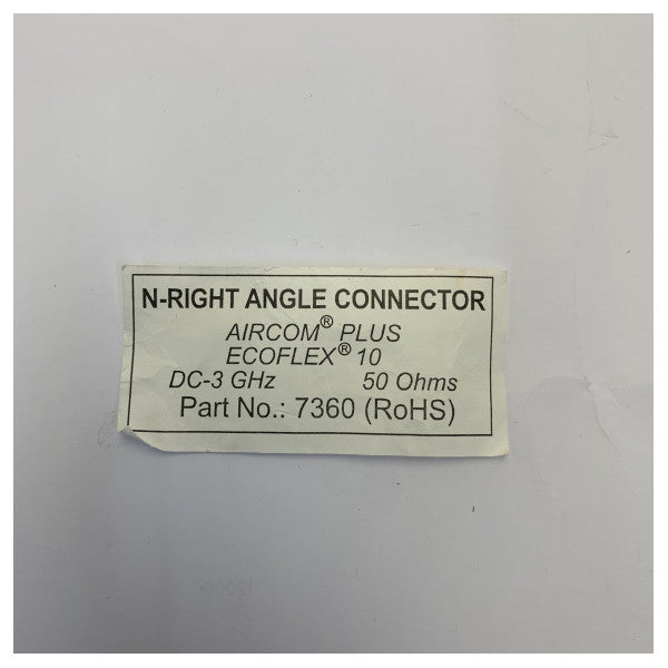 Conector em ângulo reto N-Macho SSB Eletrônico para Aircom - Ecoflex 10 - Plus - Braçadeira