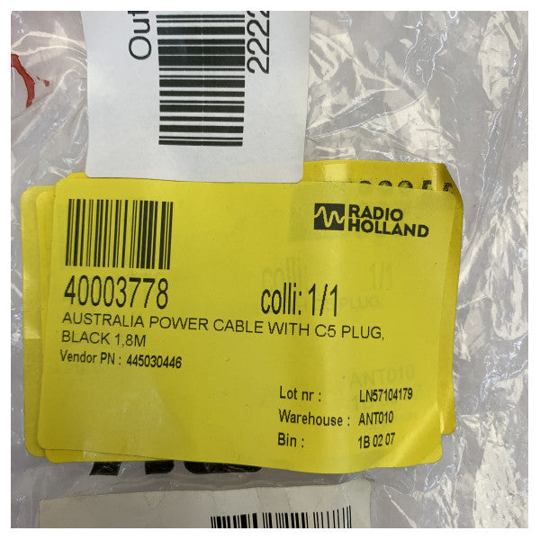 Power Cable EU Schuko to C5 Plug - 1.8m - K5024