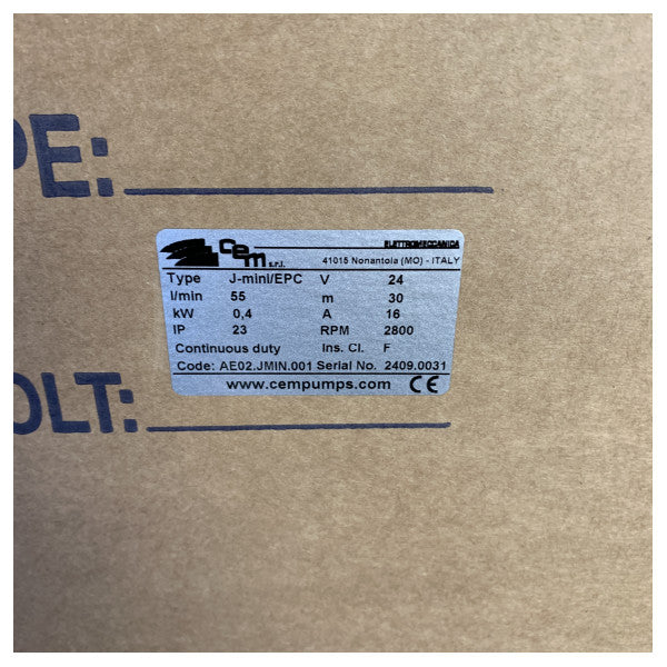 CEM ハイドロフォア J-Mini 24/EPC 24V 淡水ポンプ