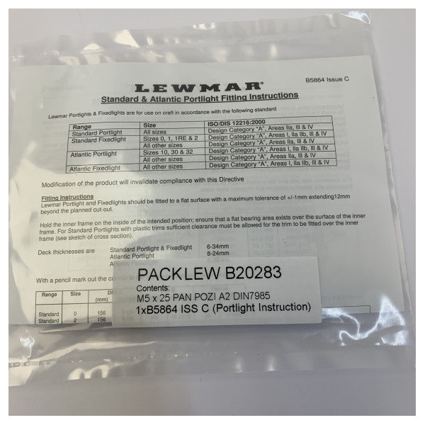 Lewmar SZ0-A1 Åbning Sort Portlight med Fluenet - 393029989
