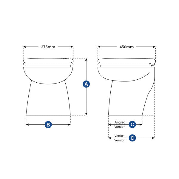 Jabsco Deluxe Flush Sanitário Elétrico de 14 Polegadas - Água Doce 12V - Modelo Reto - 58080-1012