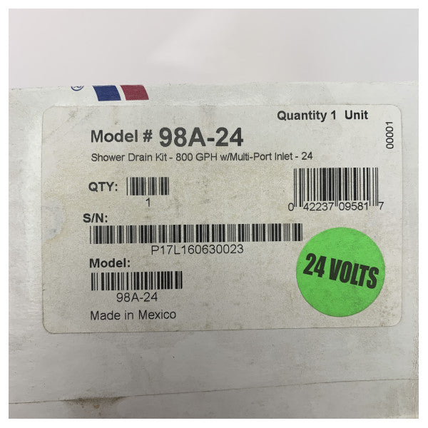 Regla 98A -24 800 GPH Sistema de bomba de drenaje de ducha 24 V