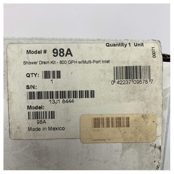 Rule 98A automatisk duschavloppssats 12V vit