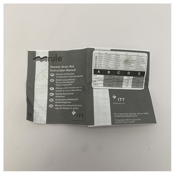 Rule 98A automatisk duschavloppssats 12V vit