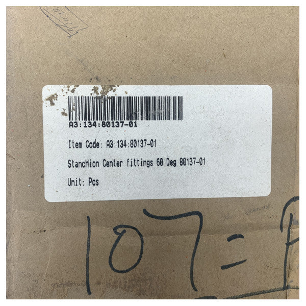 Stanchion rustfritt stålsenterbeslag 60 deg 80137-01