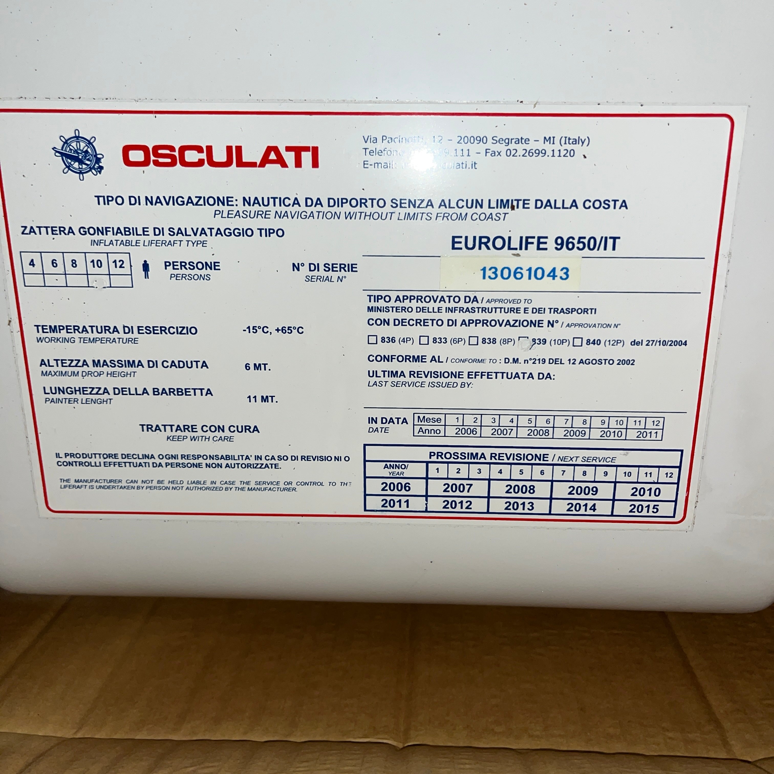 EUROLIFE 10 -PERSONA LIFA DE SEGURIDAD EN CONTAVEER - 22,709.10