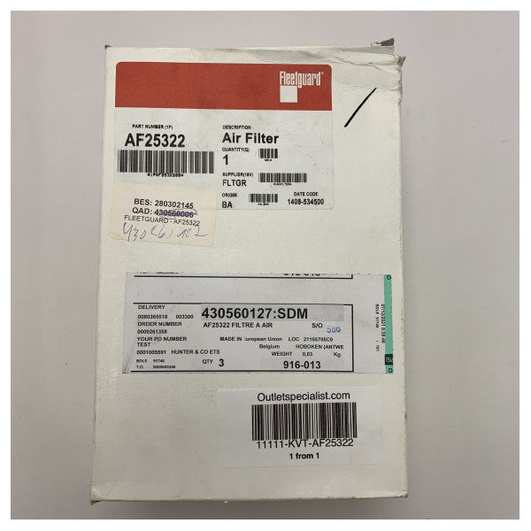 FleetGuard AF25322 motor hava filtresi eki