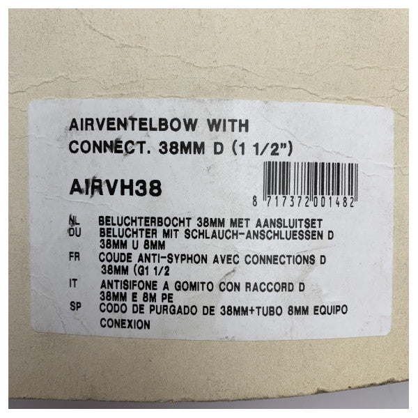 Vetus AIRVH38 38 mm belufterbøjning sort