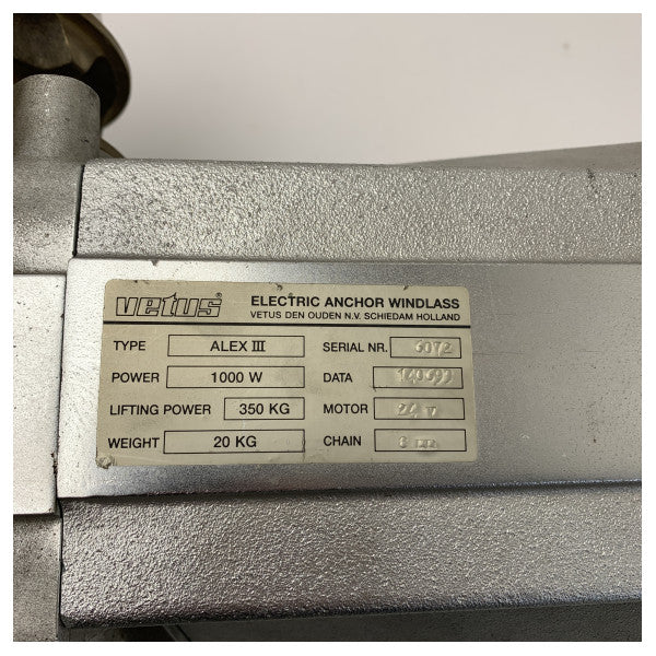 Elektryczna winda kotwiczna Vetus ALEX III 1000W | 24V | 8 mm