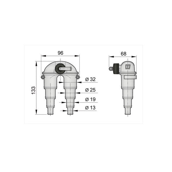 Vetus ASDV 12 - 32 mm arejador de plástico com válvula