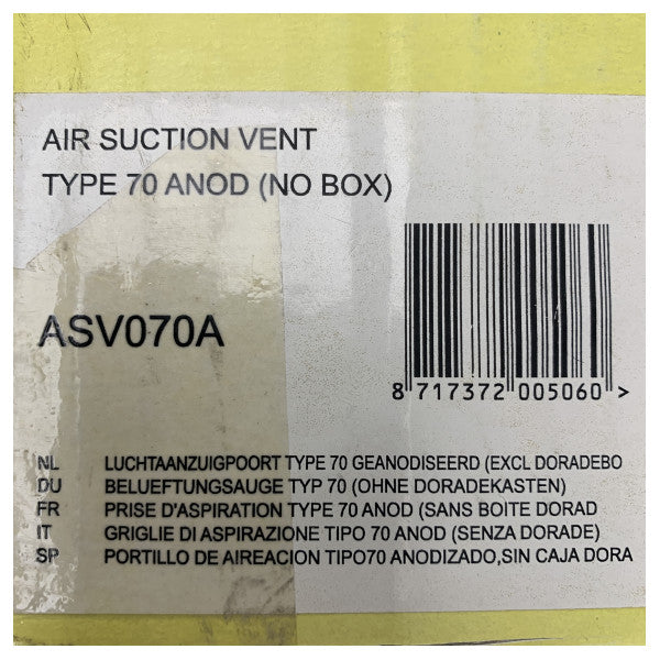 Vetus ASV070A grelha oval de sucção de ar em alumínio 590 x 159 mm