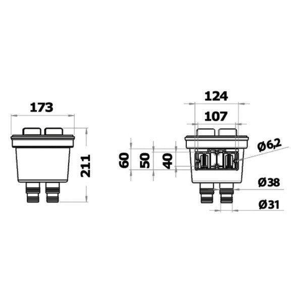Osculati Aquanet XL sjøvannfilter - filter 1 1/2 tomme 300L/min