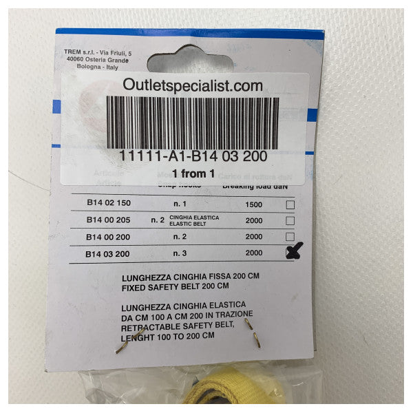 Trem 3-vägs säkerhetssele - sladd 2000 KG - B14 03 200