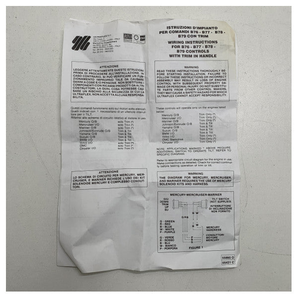 محرك Ultraflex B77 أحادي المورس ومقبض التحكم في علبة التروس مع التشذيب