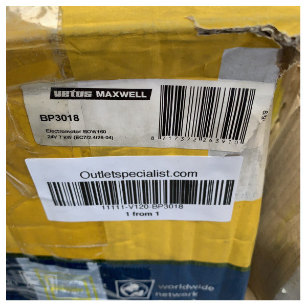 Vetus BP3018 BOW160 Motor elétrico de propulsão de 7 kW 24V
